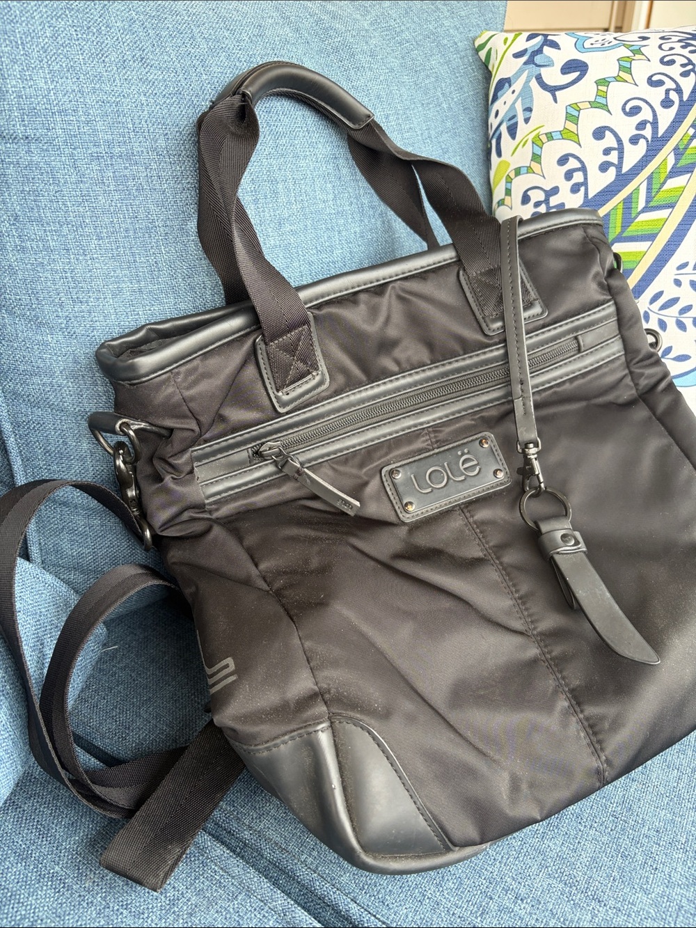 Lolë Black Convertible Tote Backpack Shoulder Bag Travel Work Bag